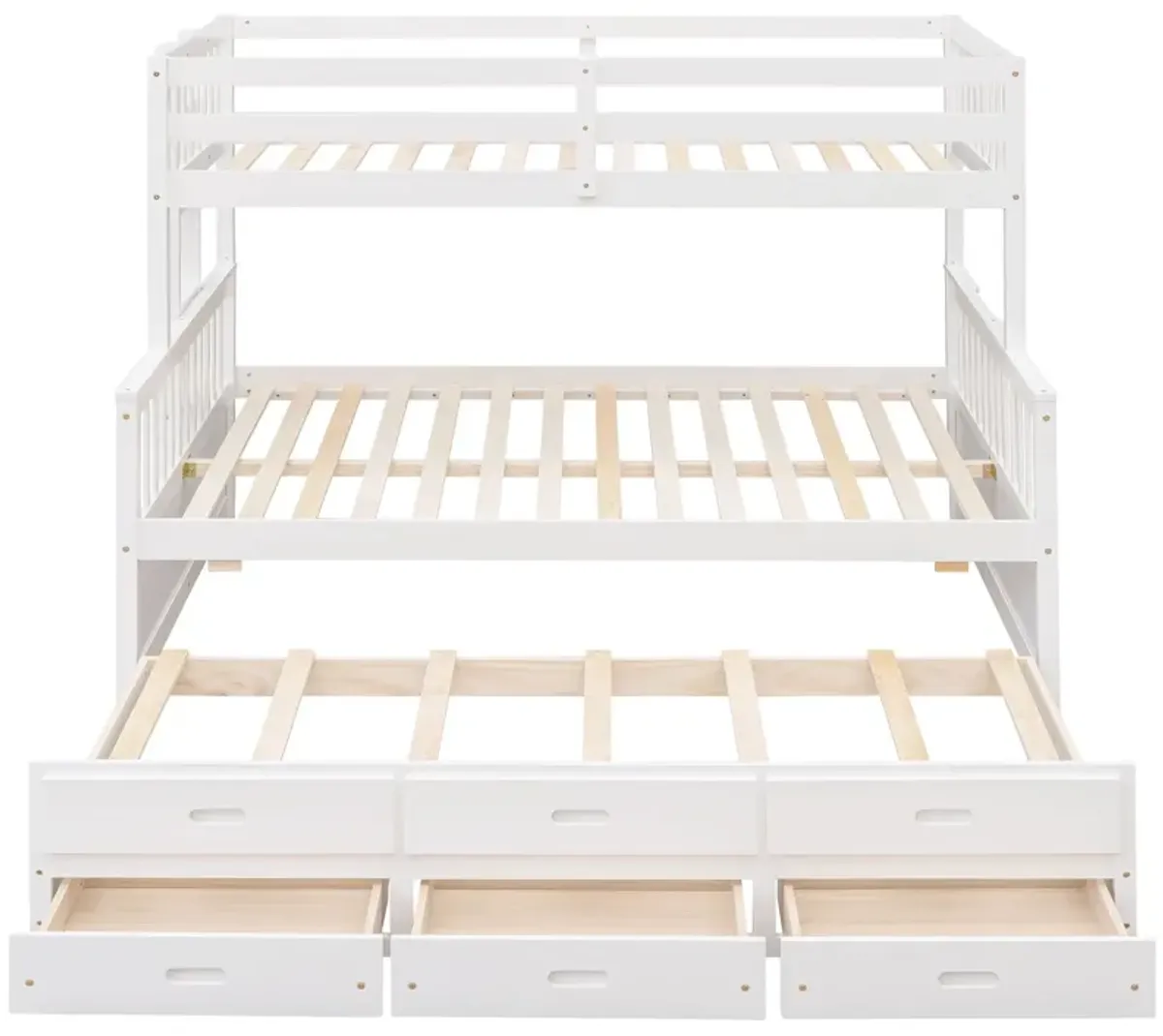 Twin Over Full Bunk Bed With Twin Size Trundle, Separable Bunk Bed With Drawers For Bedroom