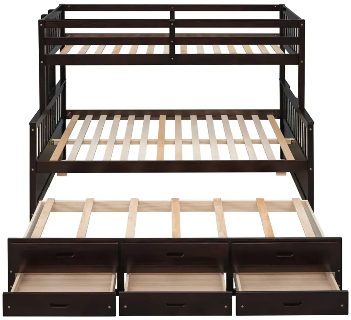 Twin Over Full Bunk Bed With Twin Size Trundle, Separable Bunk Bed With Drawers For Bedroom