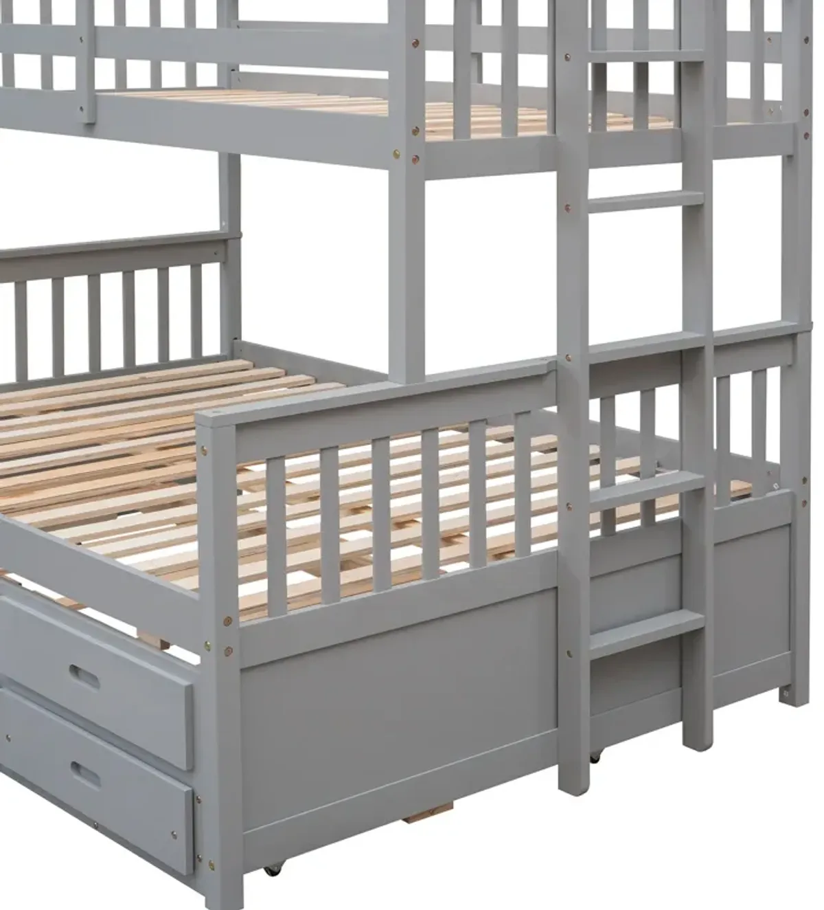 Twin Over Full Bunk Bed With Twin Size Trundle, Separable Bunk Bed With Drawers For Bedroom