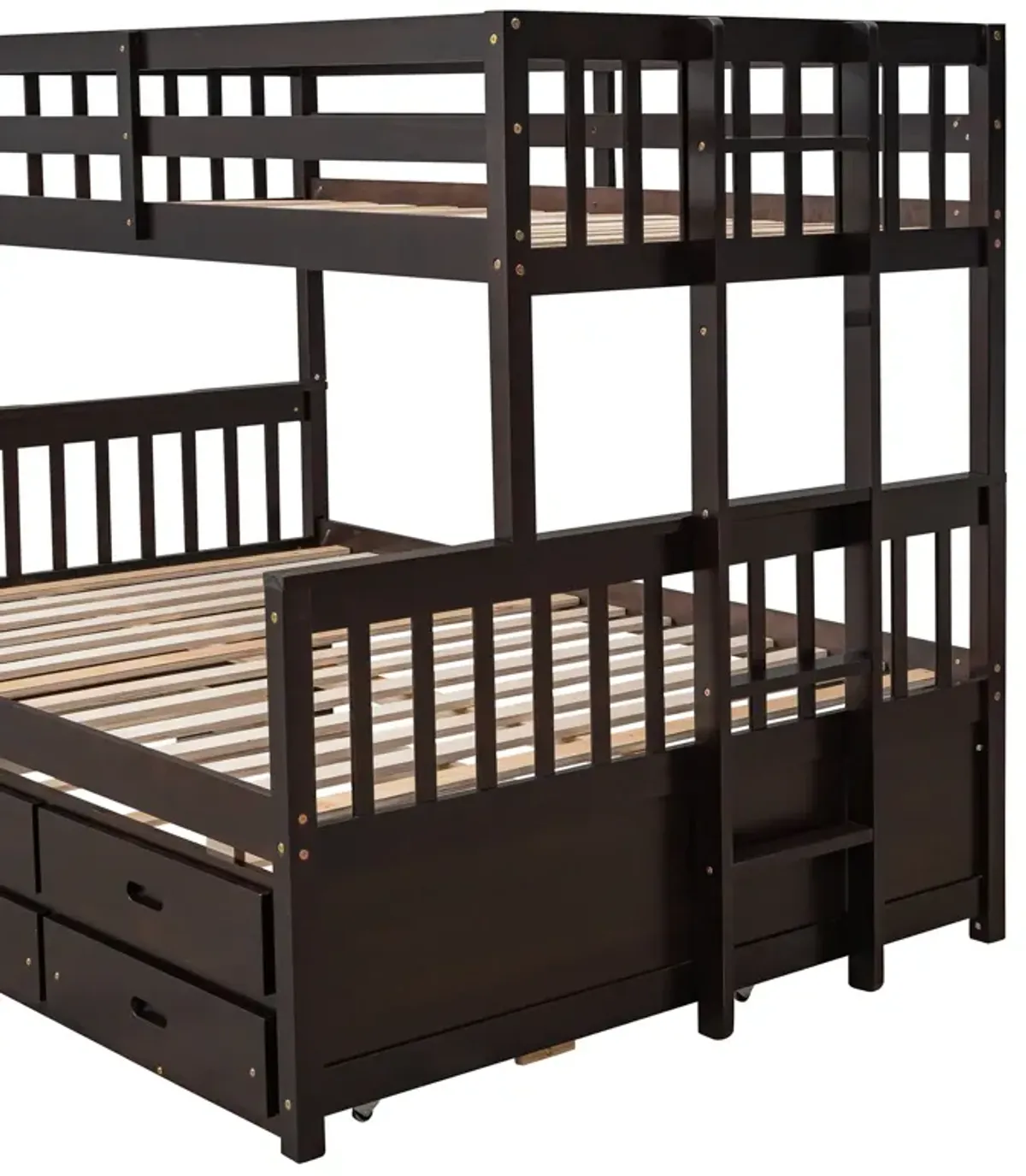 Twin Over Full Bunk Bed With Twin Size Trundle, Separable Bunk Bed With Drawers For Bedroom