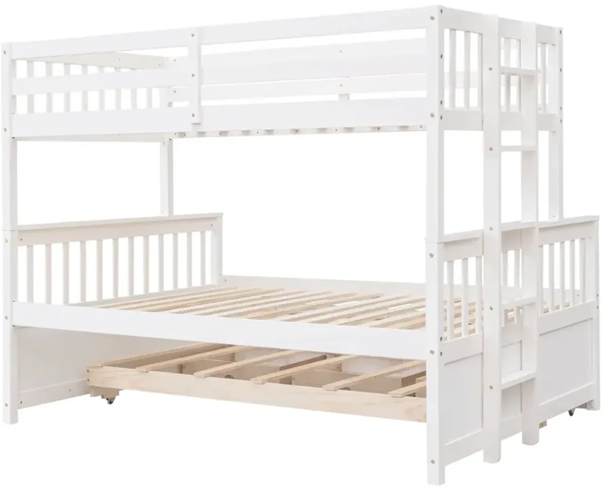 Twin Over Full Bunk Bed With Twin Size Trundle, Separable Bunk Bed With Drawers For Bedroom