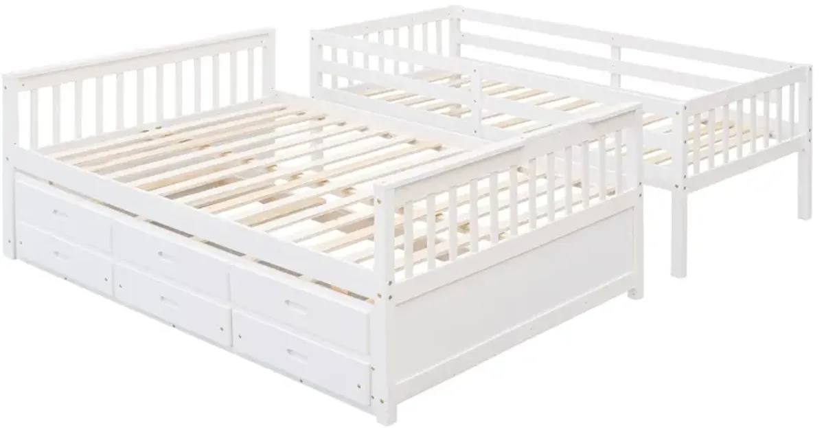 Twin Over Full Bunk Bed With Twin Size Trundle, Separable Bunk Bed With Drawers For Bedroom