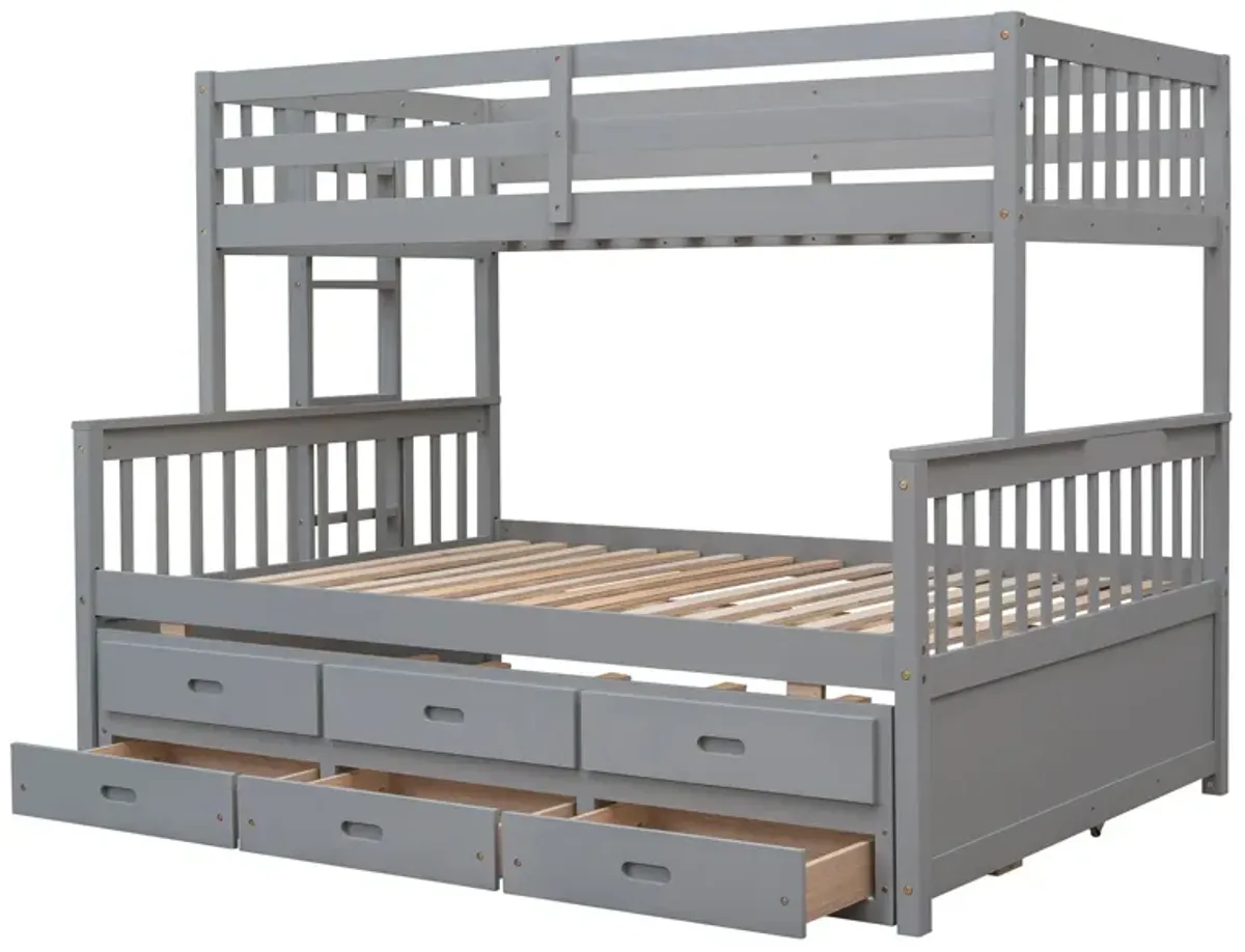 Twin Over Full Bunk Bed With Twin Size Trundle, Separable Bunk Bed With Drawers For Bedroom