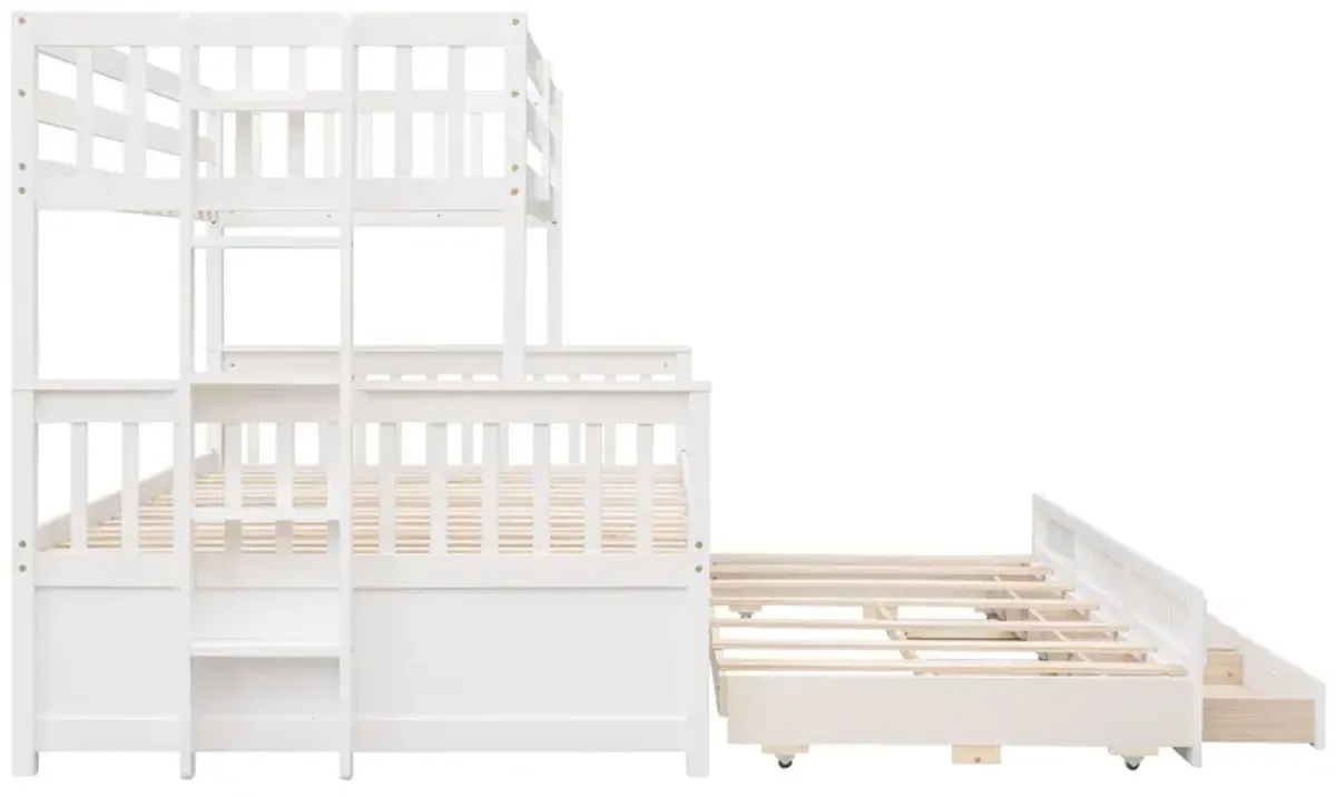 Twin Over Full Bunk Bed With Twin Size Trundle, Separable Bunk Bed With Drawers For Bedroom