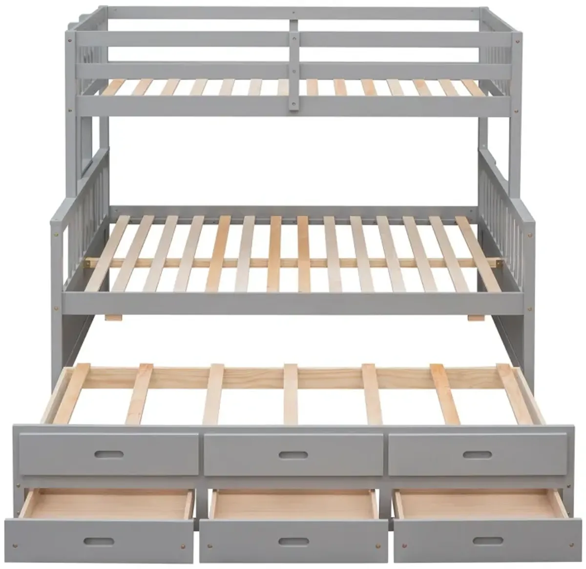 Twin Over Full Bunk Bed With Twin Size Trundle, Separable Bunk Bed With Drawers For Bedroom