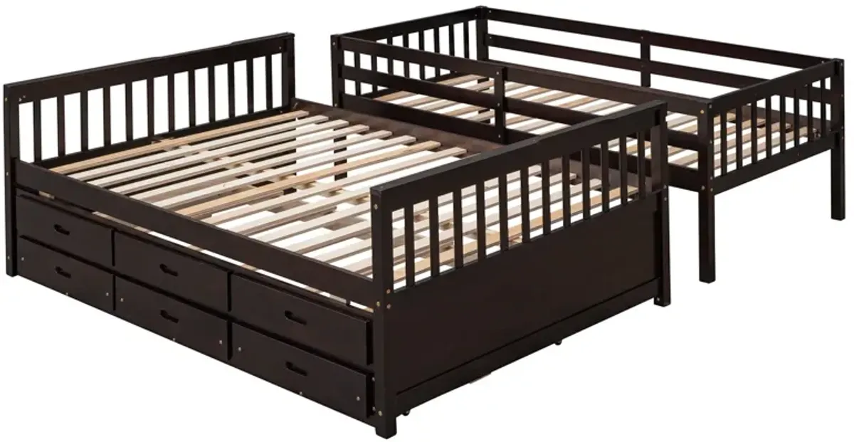 Twin Over Full Bunk Bed With Twin Size Trundle, Separable Bunk Bed With Drawers For Bedroom