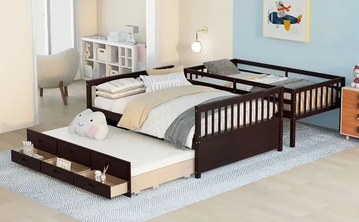 Twin Over Full Bunk Bed With Twin Size Trundle, Separable Bunk Bed With Drawers For Bedroom