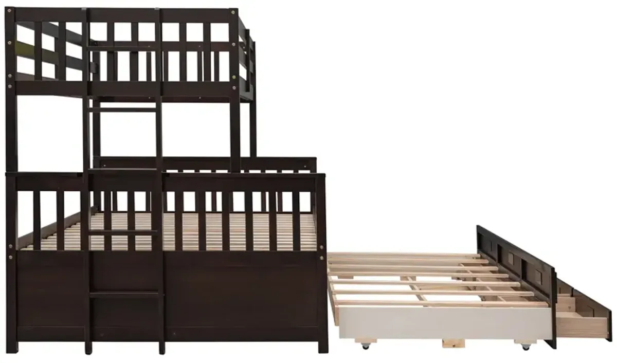 Twin Over Full Bunk Bed With Twin Size Trundle, Separable Bunk Bed With Drawers For Bedroom