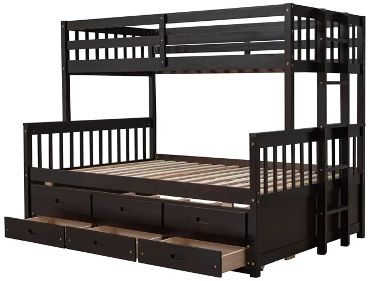 Twin Over Full Bunk Bed With Twin Size Trundle, Separable Bunk Bed With Drawers For Bedroom