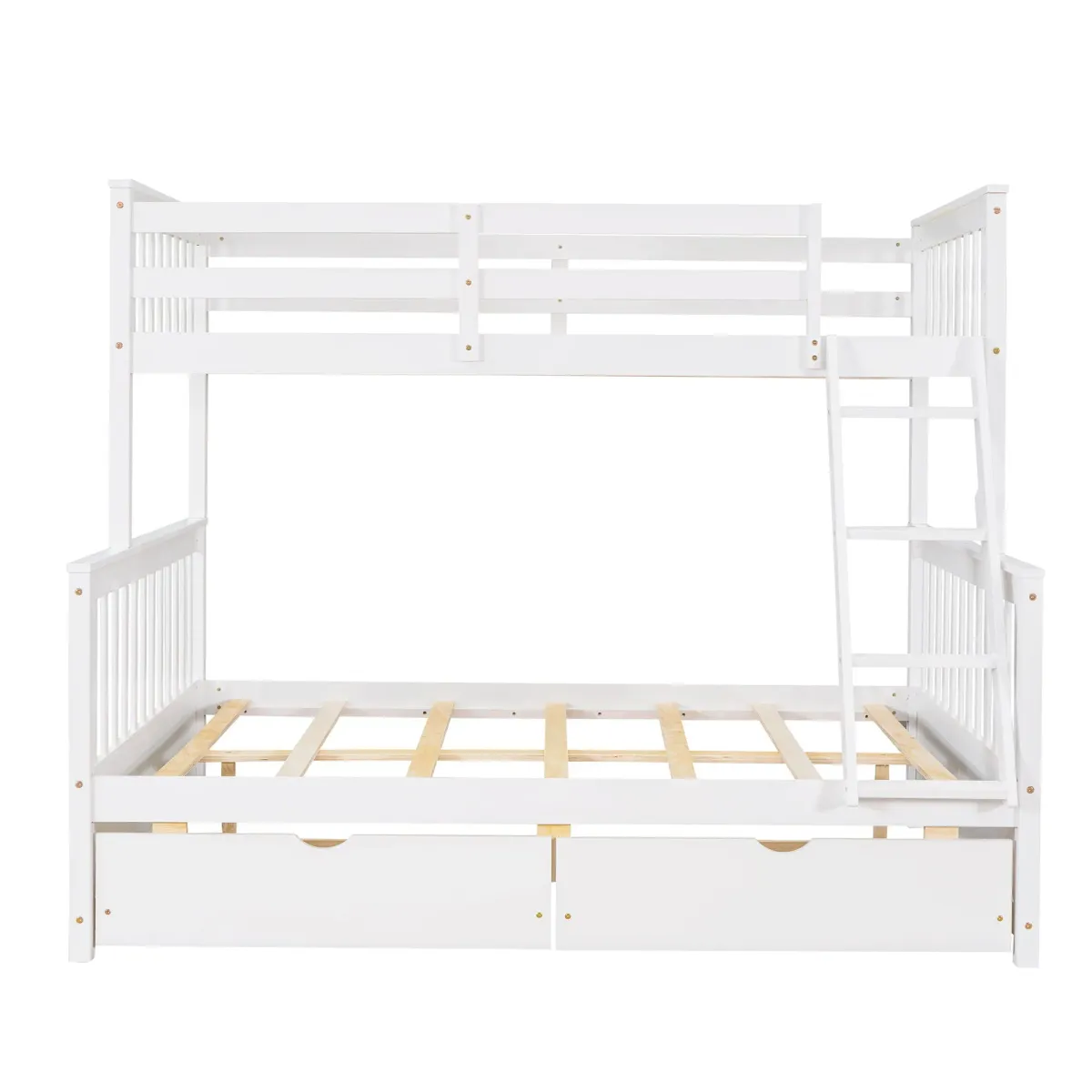 Twin Over Full Bunk Bed With Ladders And Two Storage Drawers