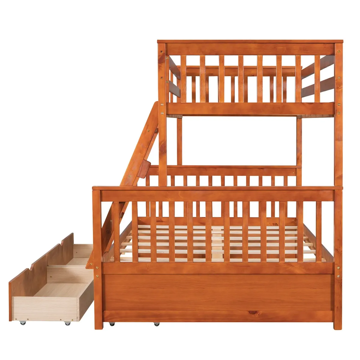 Twin Over Full Bunk Bed With Ladders And Two Storage Drawers