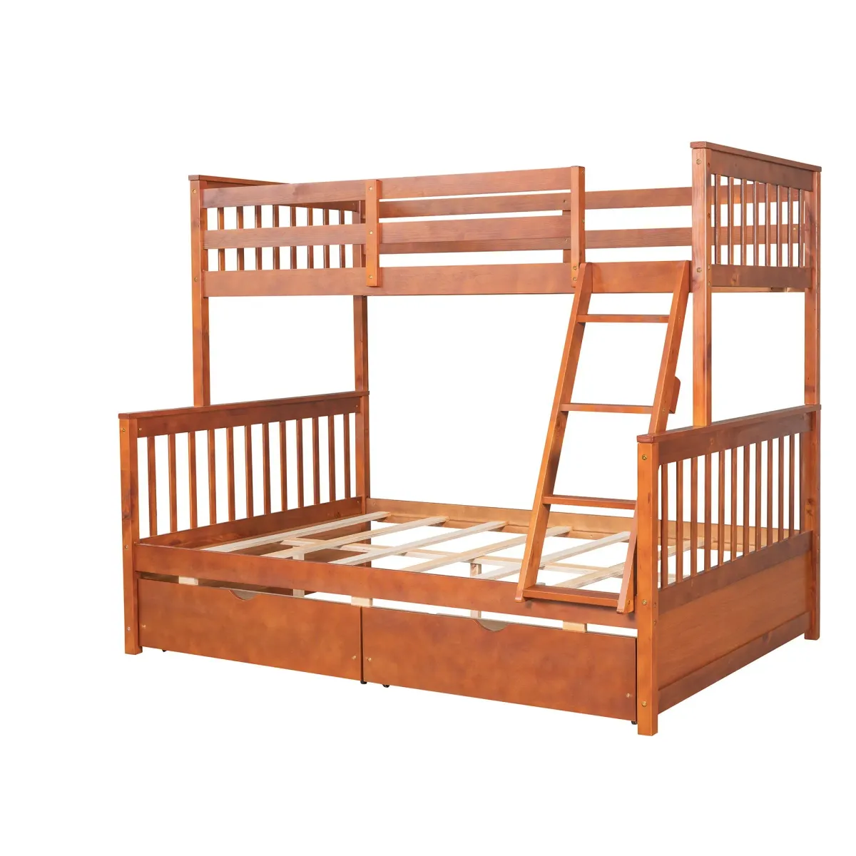 Twin Over Full Bunk Bed With Ladders And Two Storage Drawers