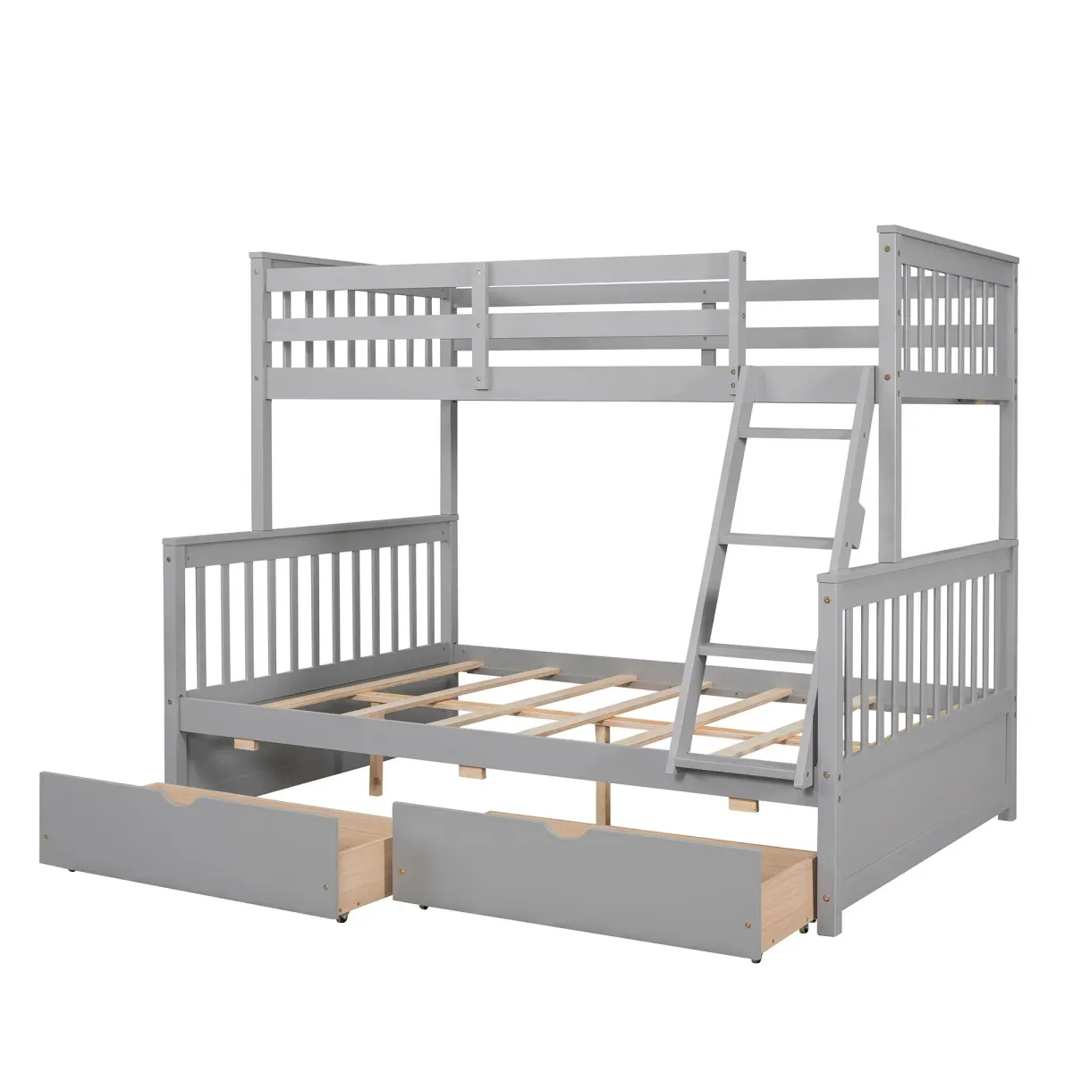 Twin Over Full Bunk Bed With Ladders And Two Storage Drawers