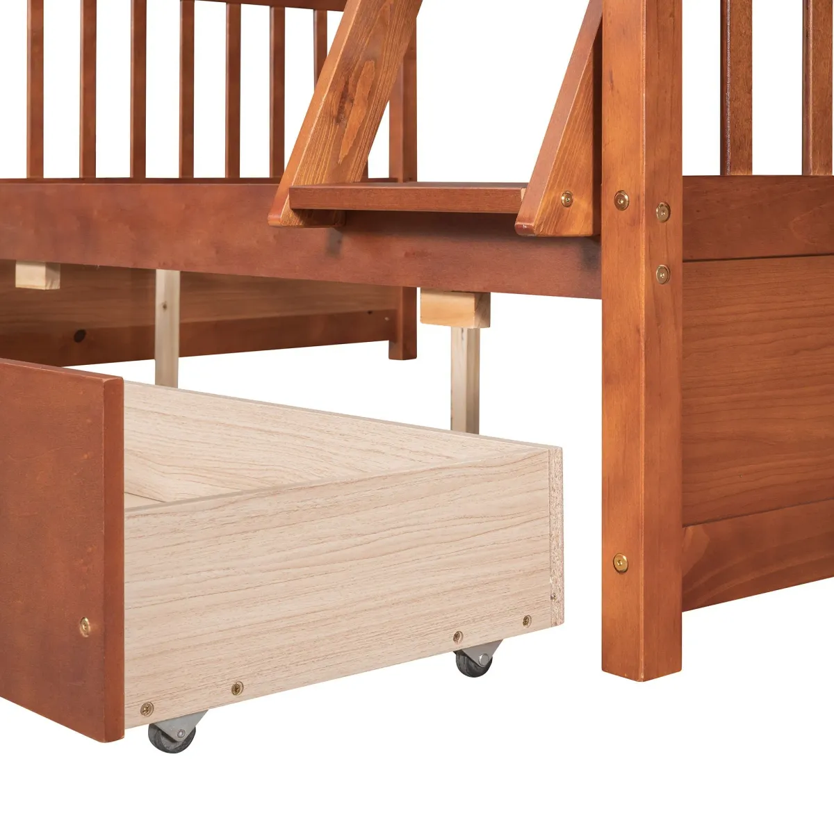 Twin Over Full Bunk Bed With Ladders And Two Storage Drawers