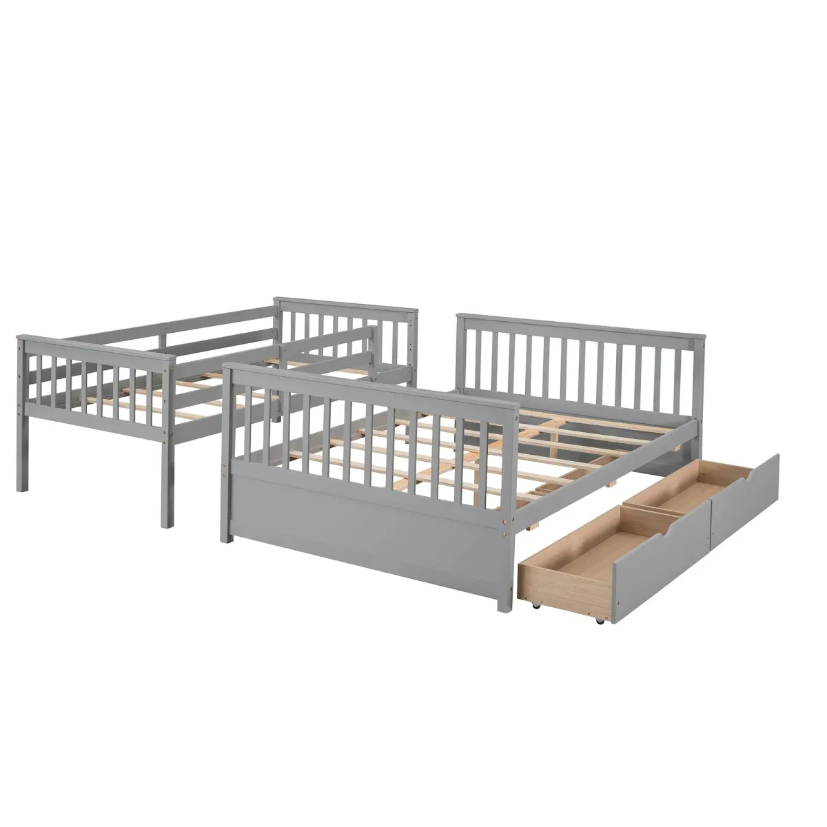 Twin Over Full Bunk Bed With Ladders And Two Storage Drawers