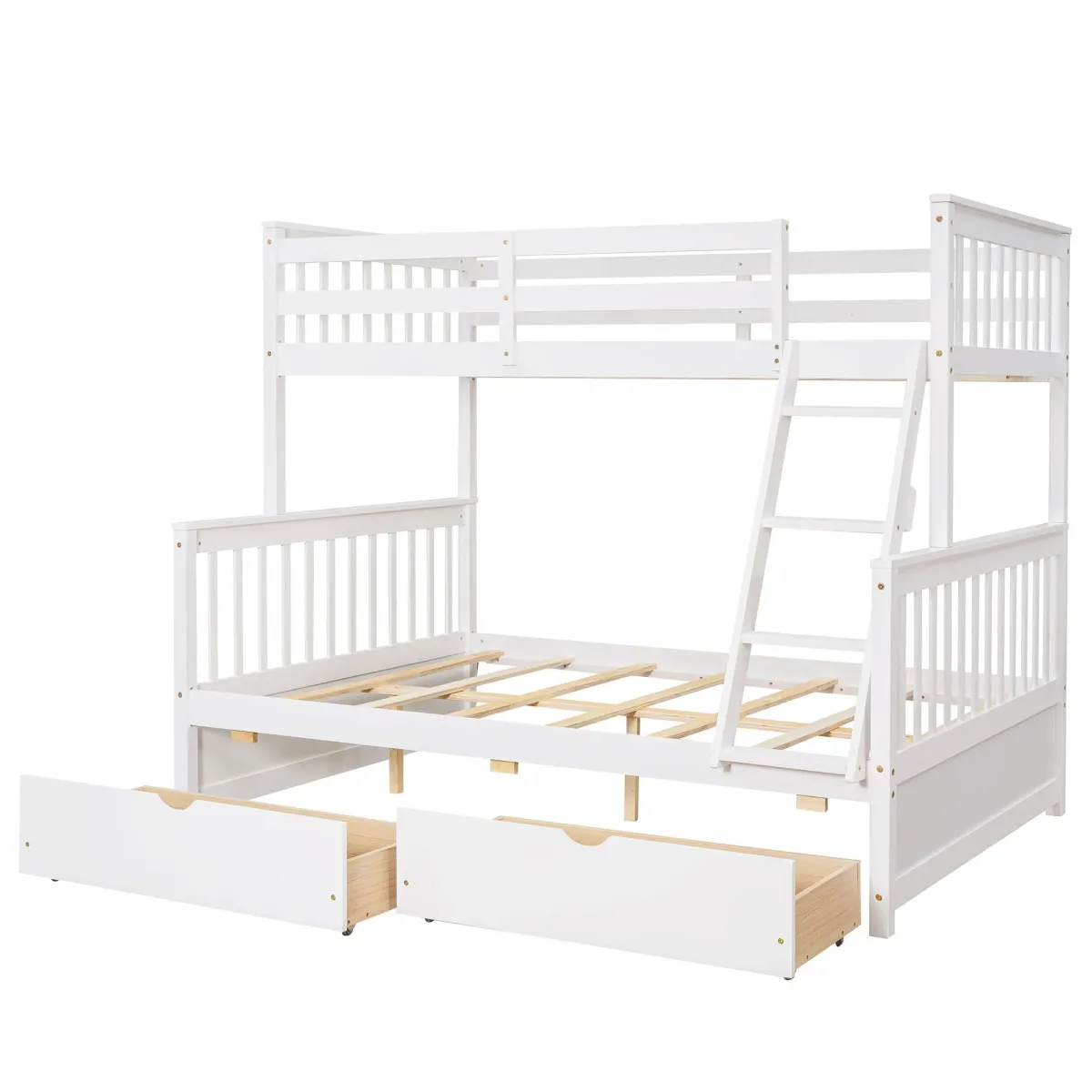 Twin Over Full Bunk Bed With Ladders And Two Storage Drawers