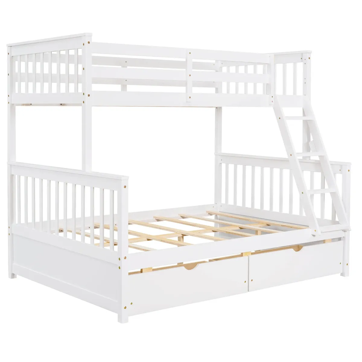 Twin Over Full Bunk Bed With Ladders And Two Storage Drawers