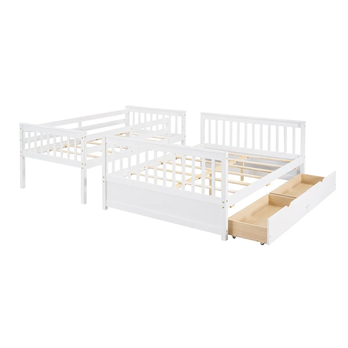 Twin Over Full Bunk Bed With Ladders And Two Storage Drawers