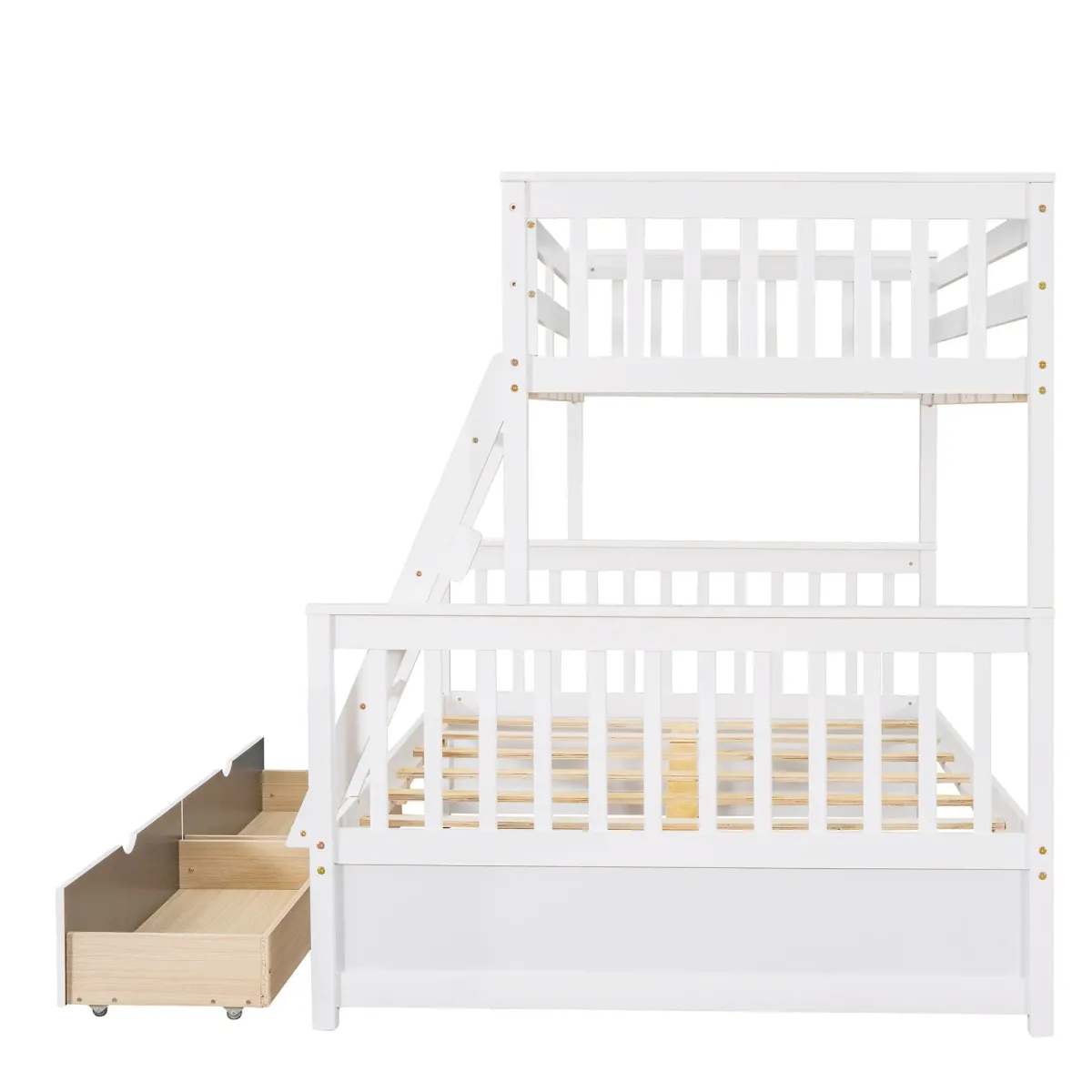 Twin Over Full Bunk Bed With Ladders And Two Storage Drawers