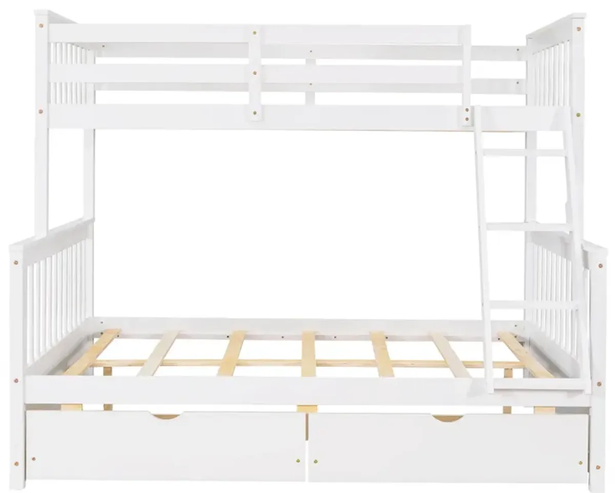 Twin Over Full Bunk Bed With Ladders And Two Storage Drawers