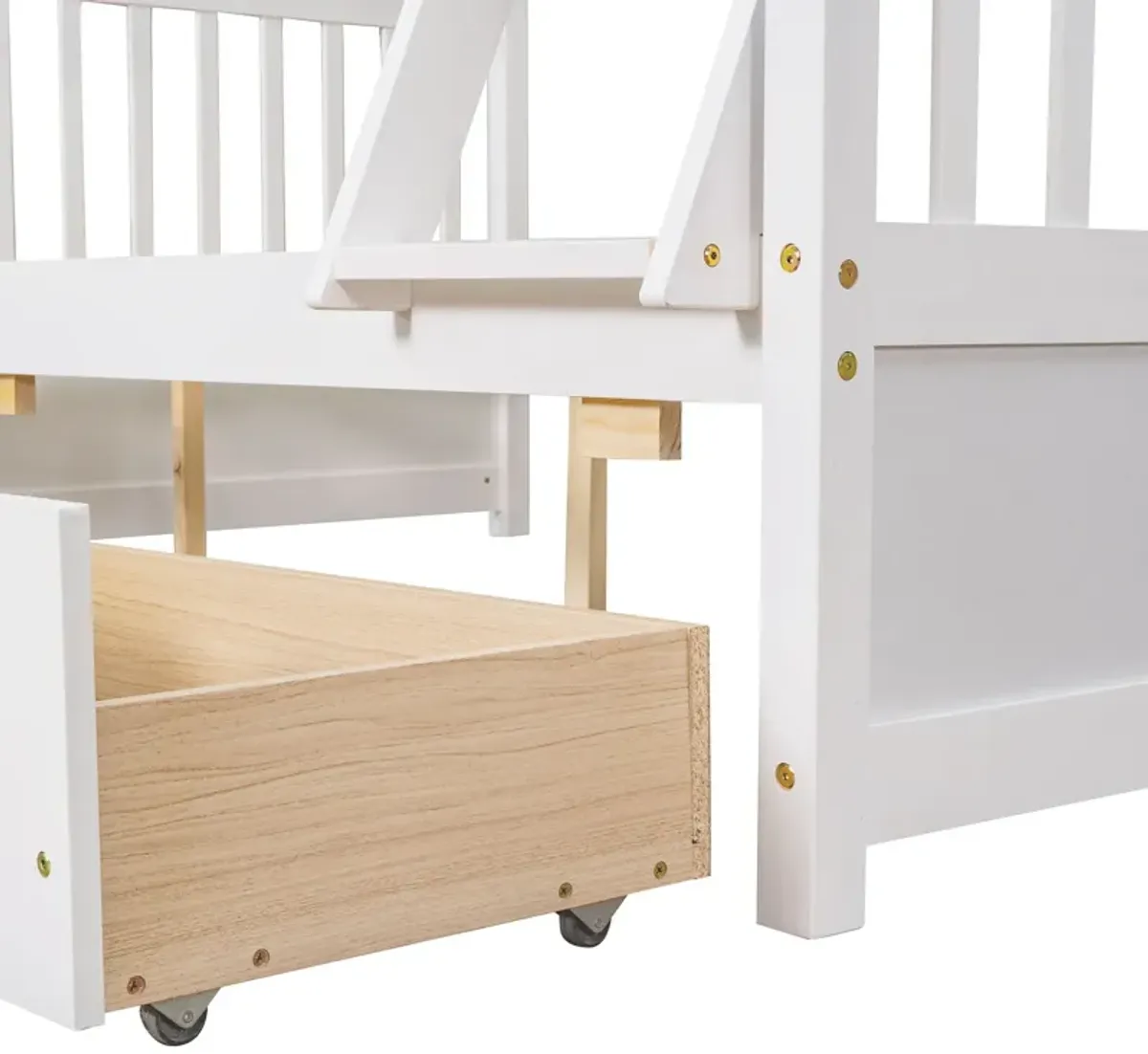 Twin Over Full Bunk Bed With Ladders And Two Storage Drawers