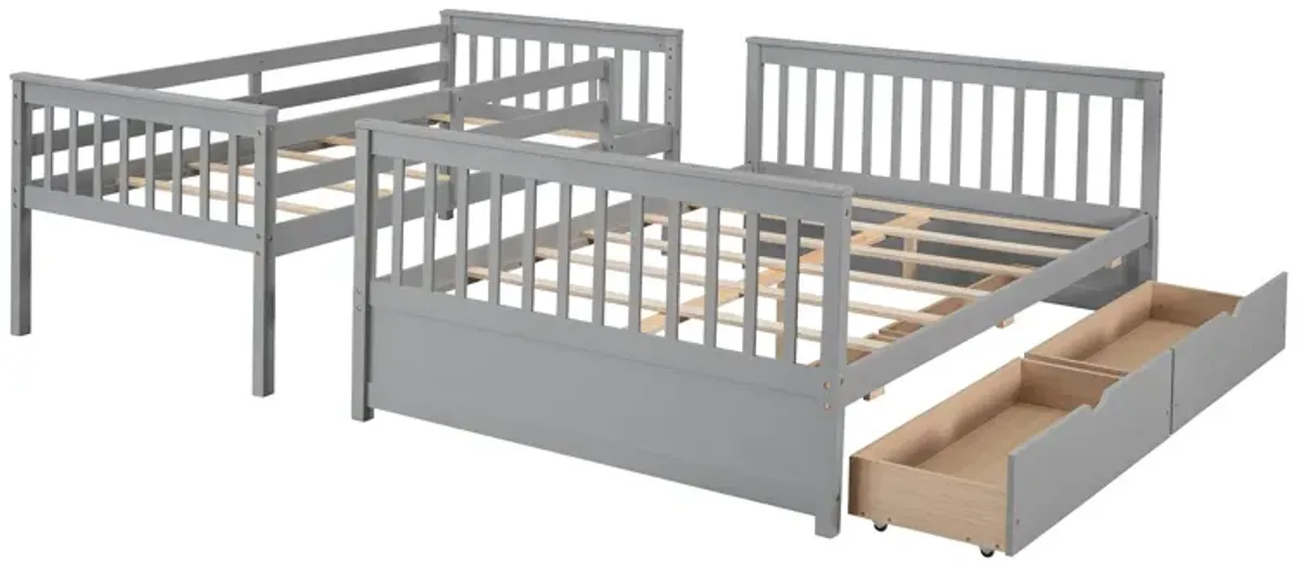 Twin Over Full Bunk Bed With Ladders And Two Storage Drawers