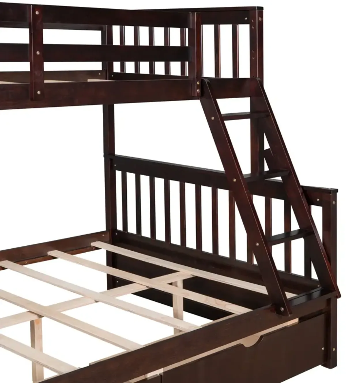 Twin Over Full Bunk Bed With Ladders And Two Storage Drawers