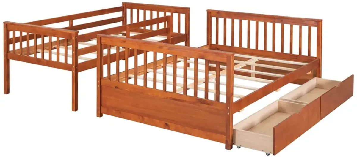 Twin Over Full Bunk Bed With Ladders And Two Storage Drawers