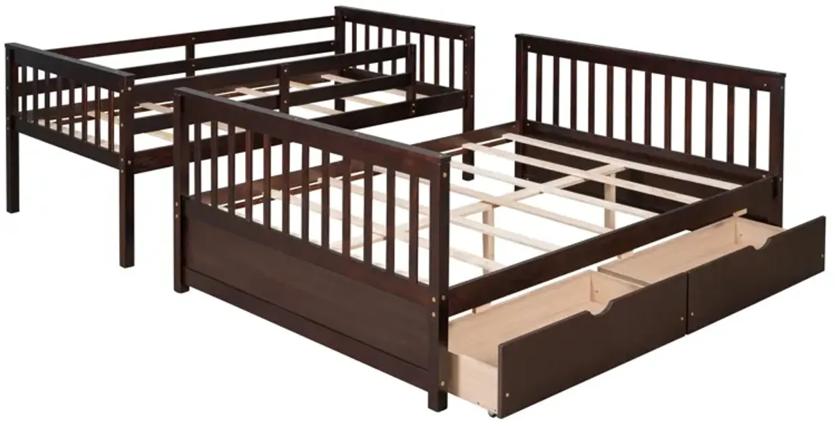 Twin Over Full Bunk Bed With Ladders And Two Storage Drawers