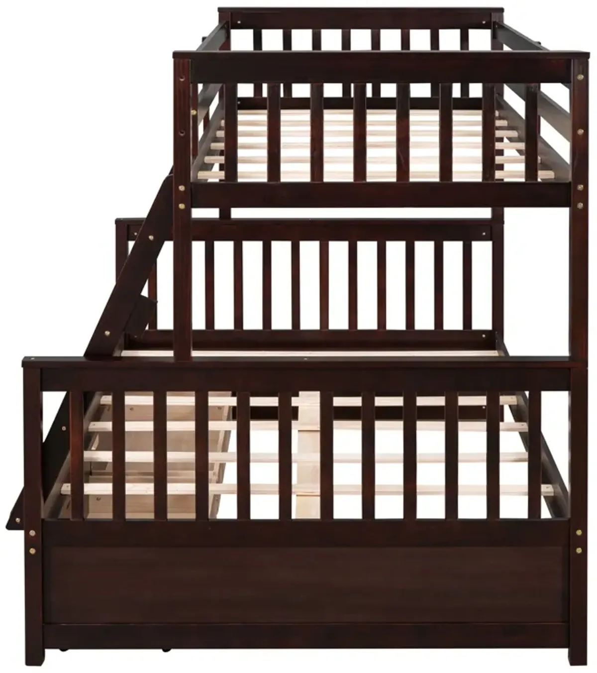 Twin Over Full Bunk Bed With Ladders And Two Storage Drawers