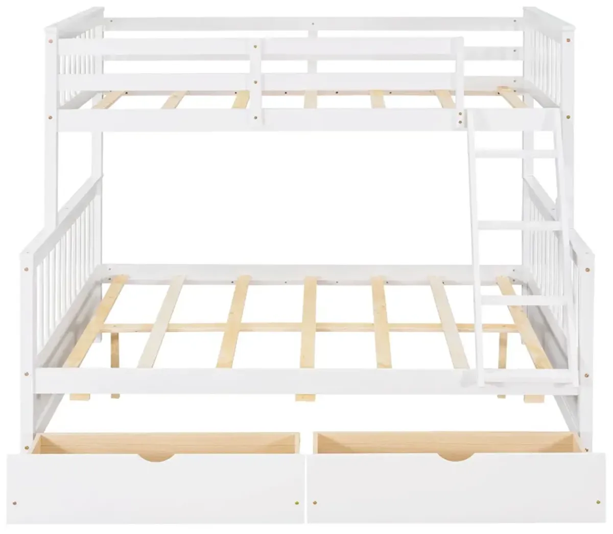 Twin Over Full Bunk Bed With Ladders And Two Storage Drawers