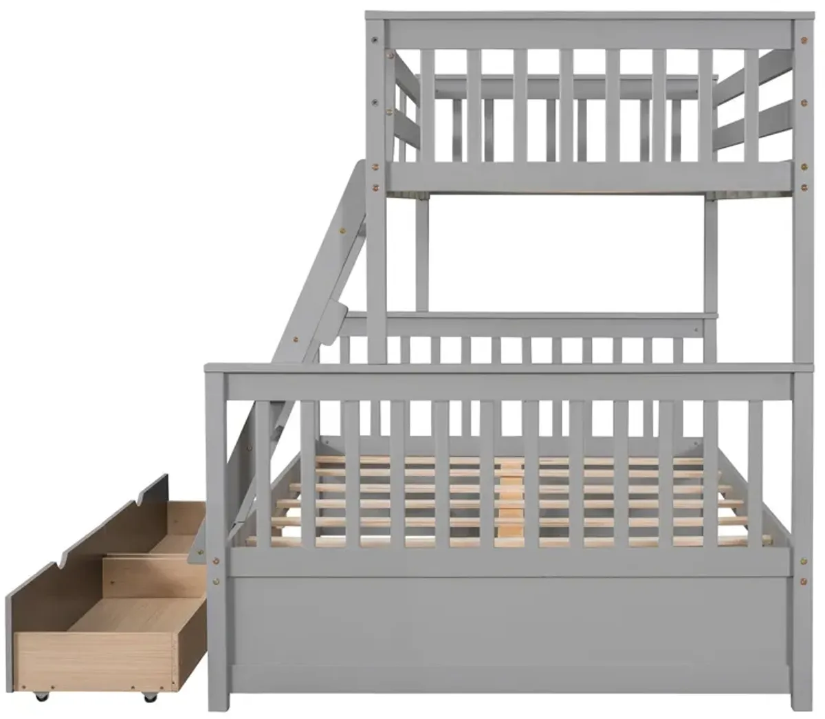 Twin Over Full Bunk Bed With Ladders And Two Storage Drawers