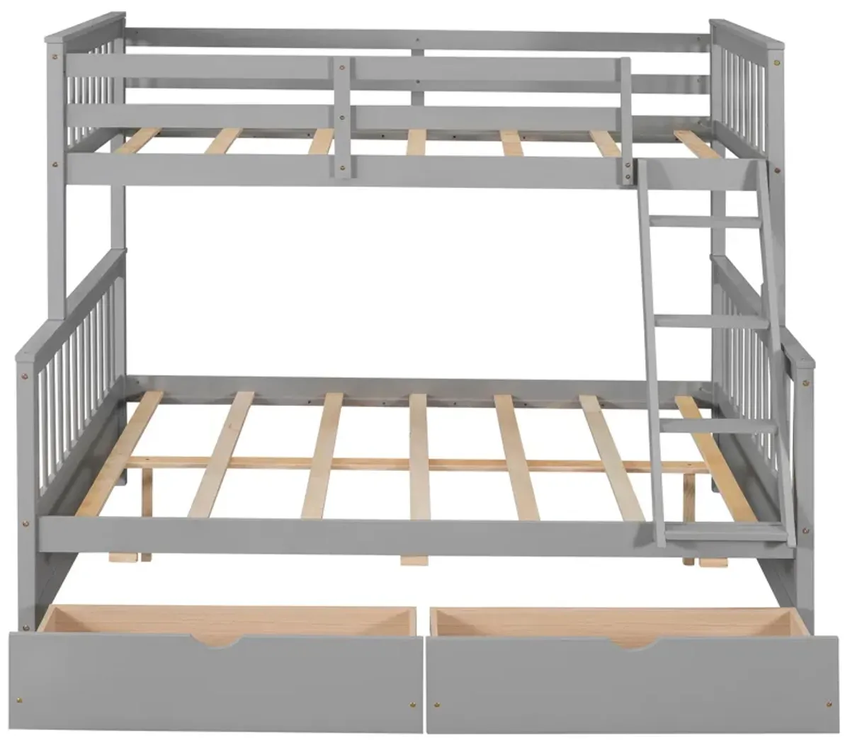 Twin Over Full Bunk Bed With Ladders And Two Storage Drawers