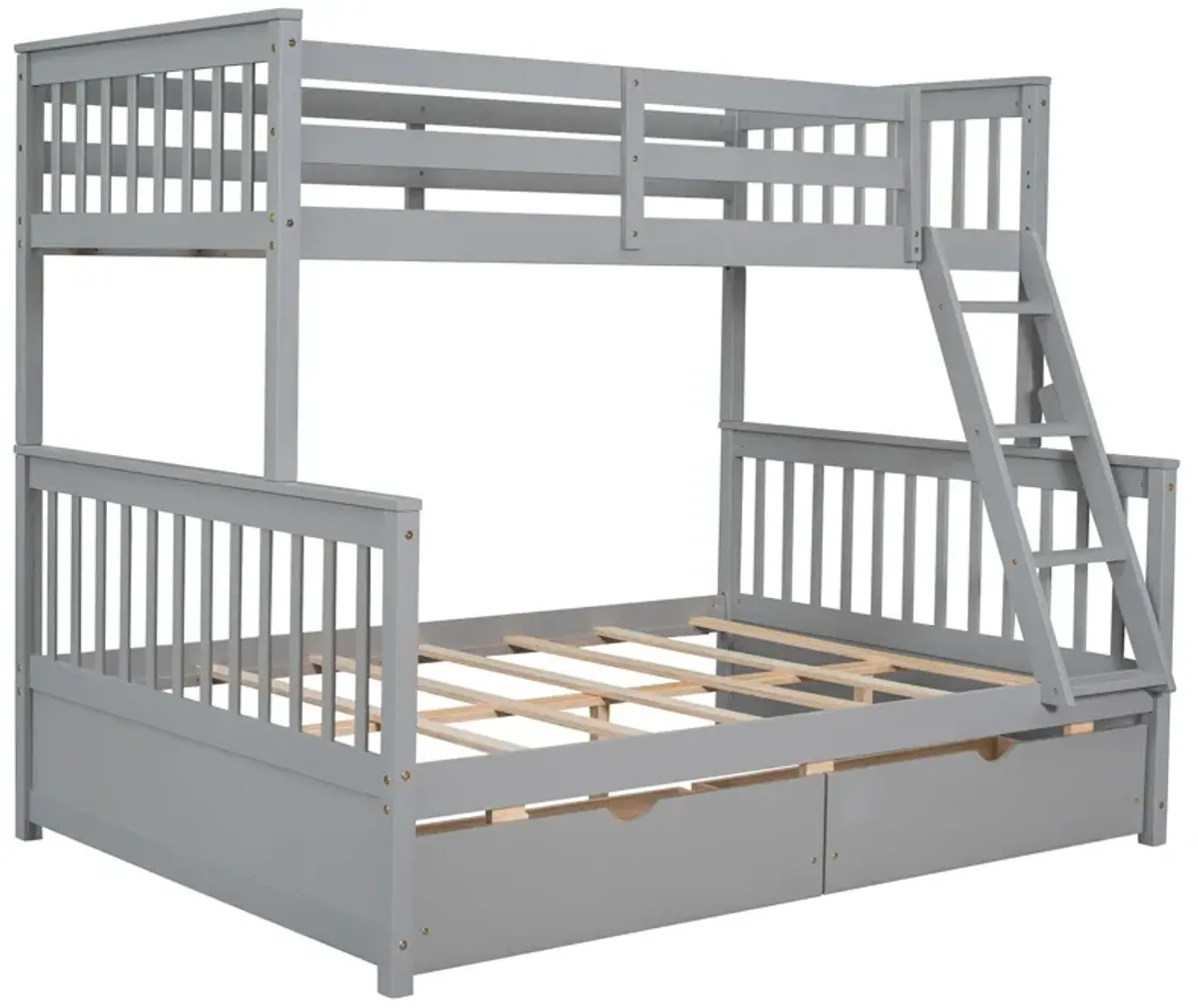 Twin Over Full Bunk Bed With Ladders And Two Storage Drawers