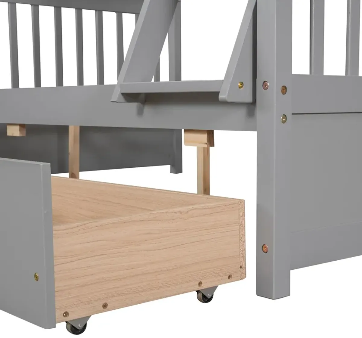 Twin Over Full Bunk Bed With Ladders And Two Storage Drawers