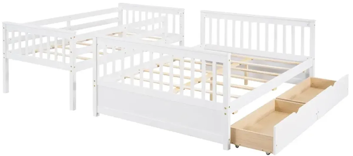 Twin Over Full Bunk Bed With Ladders And Two Storage Drawers