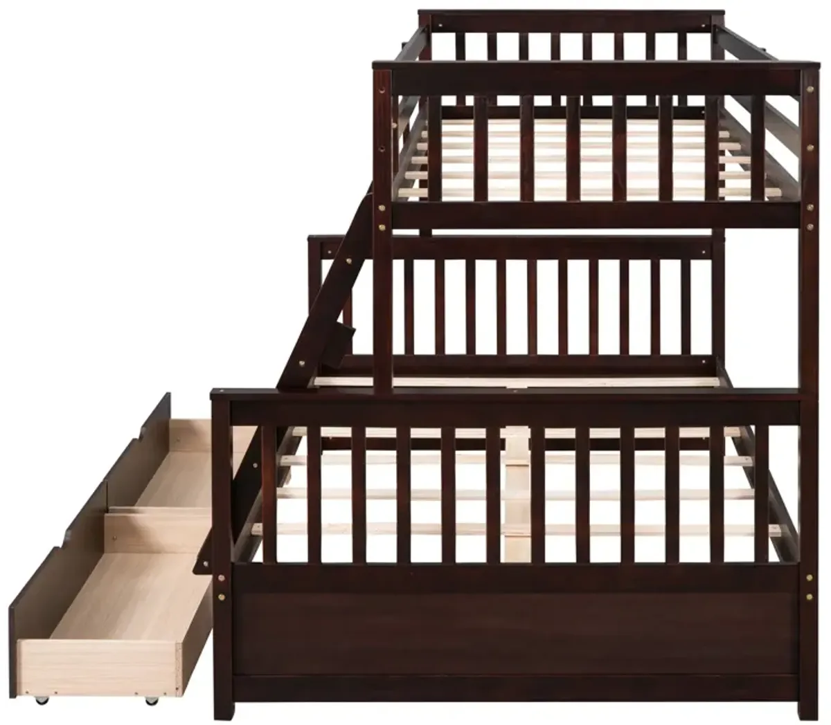 Twin Over Full Bunk Bed With Ladders And Two Storage Drawers