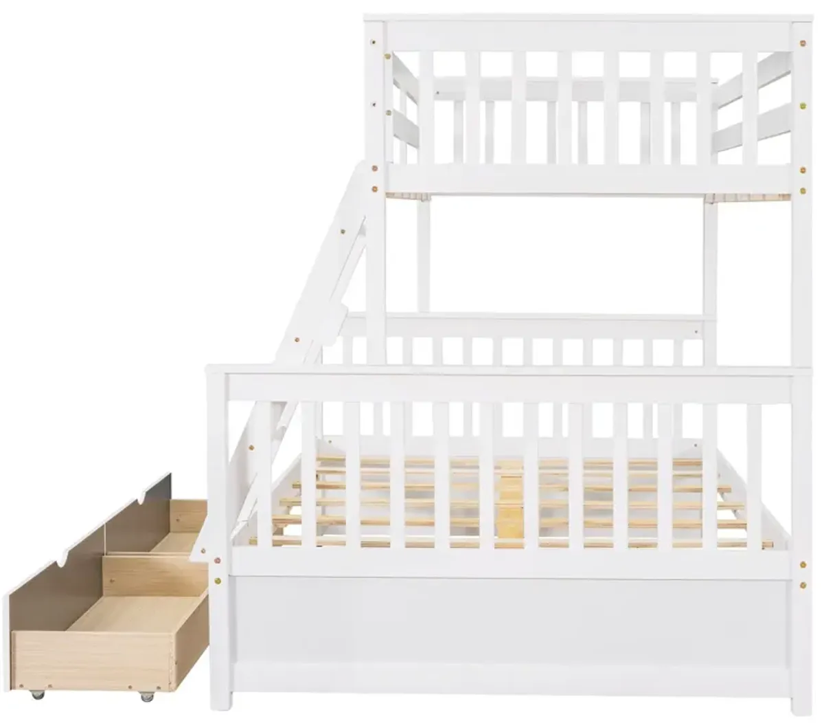 Twin Over Full Bunk Bed With Ladders And Two Storage Drawers