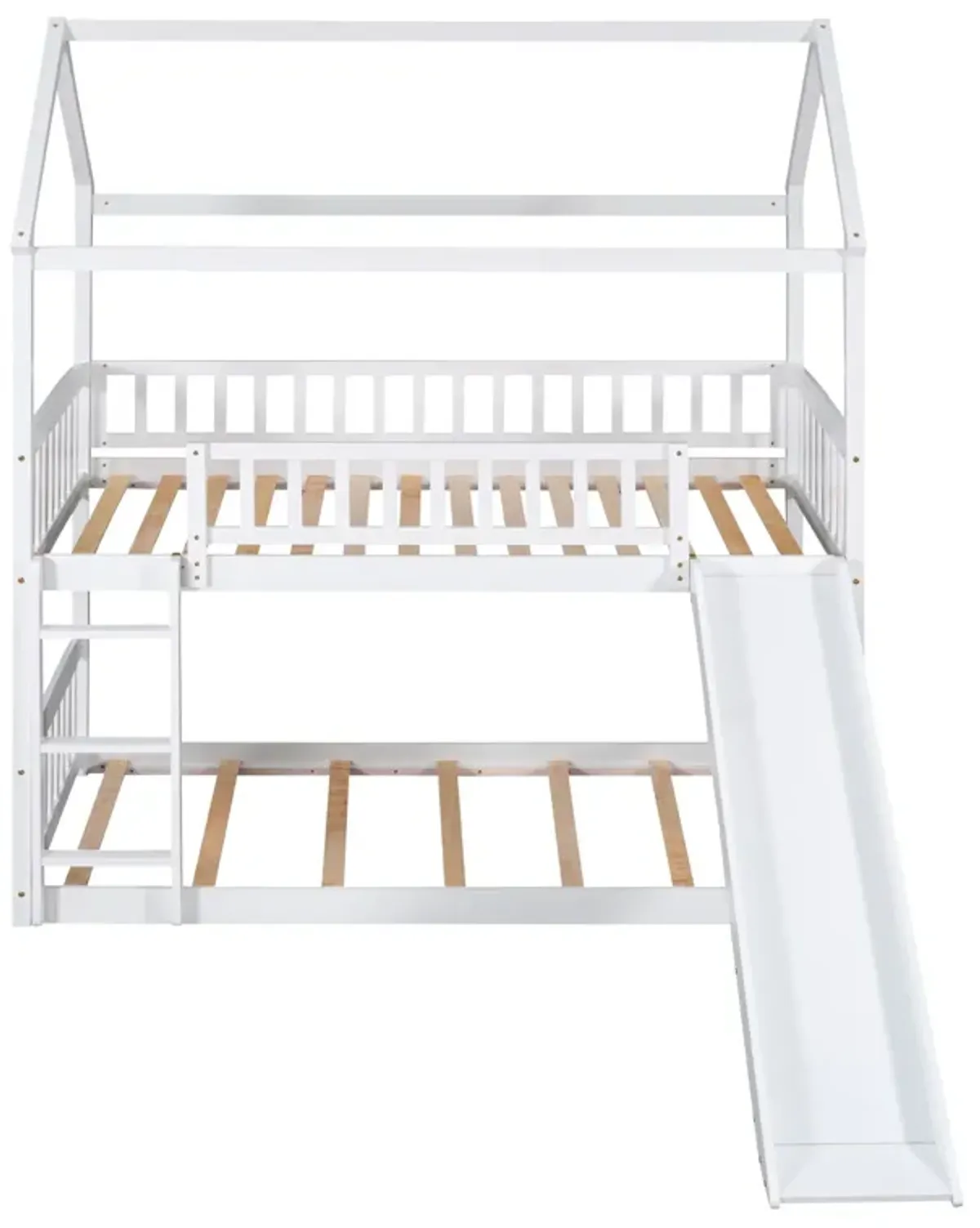 Twin Over Twin Bunk Bed With Slide, House Bed With Slide