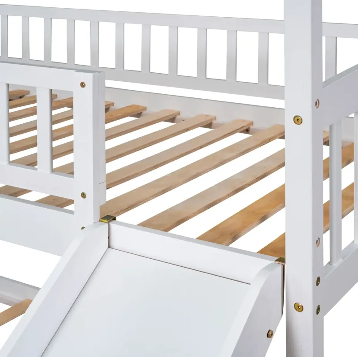 Twin Over Twin Bunk Bed With Slide, House Bed With Slide