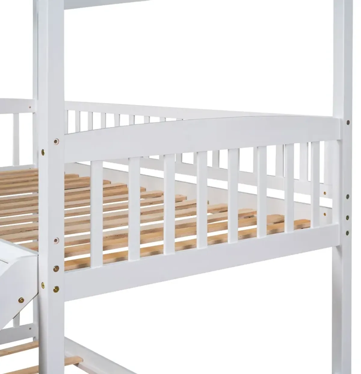 Twin Over Twin Bunk Bed With Slide, House Bed With Slide