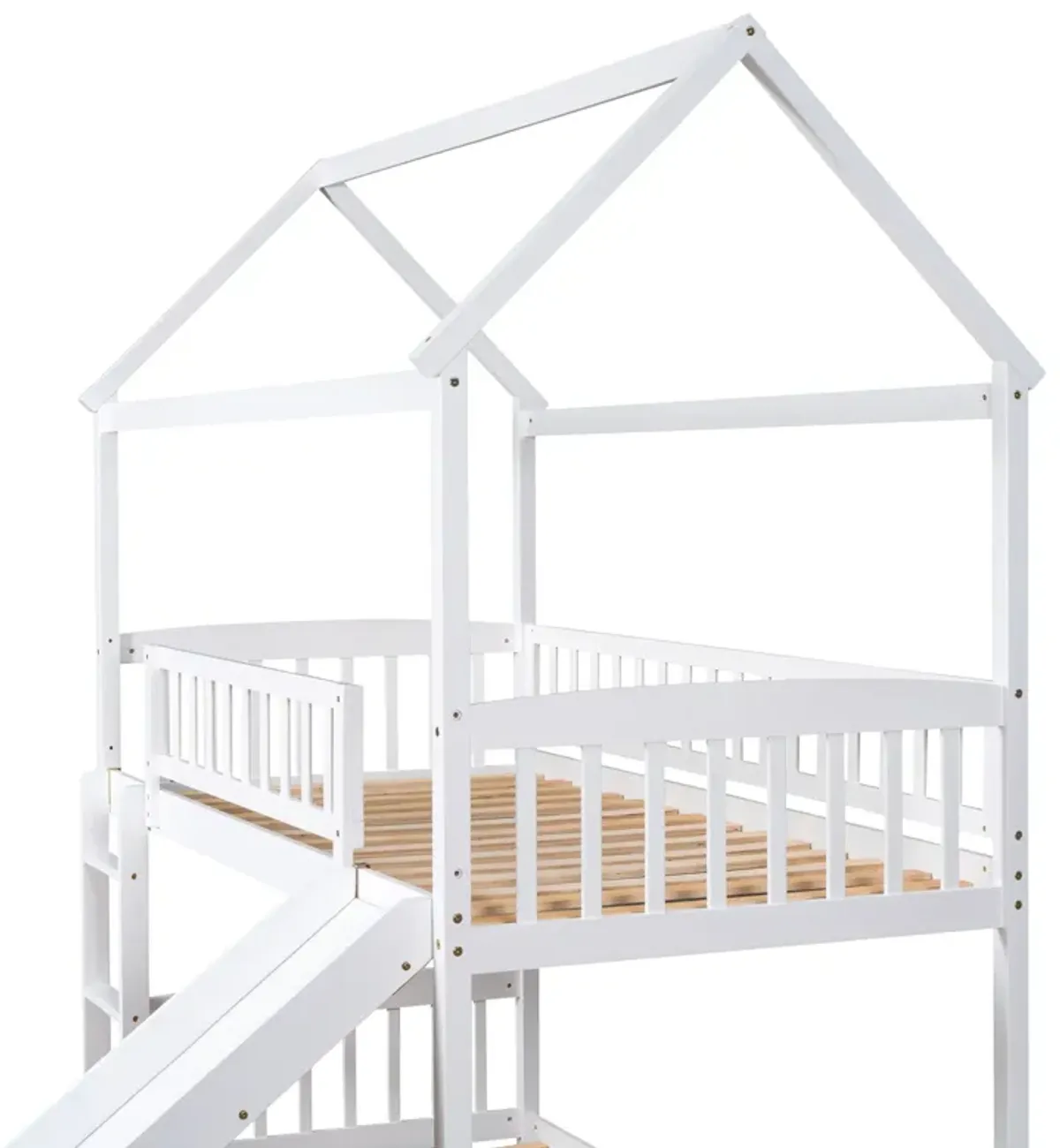 Twin Over Twin Bunk Bed With Slide, House Bed With Slide