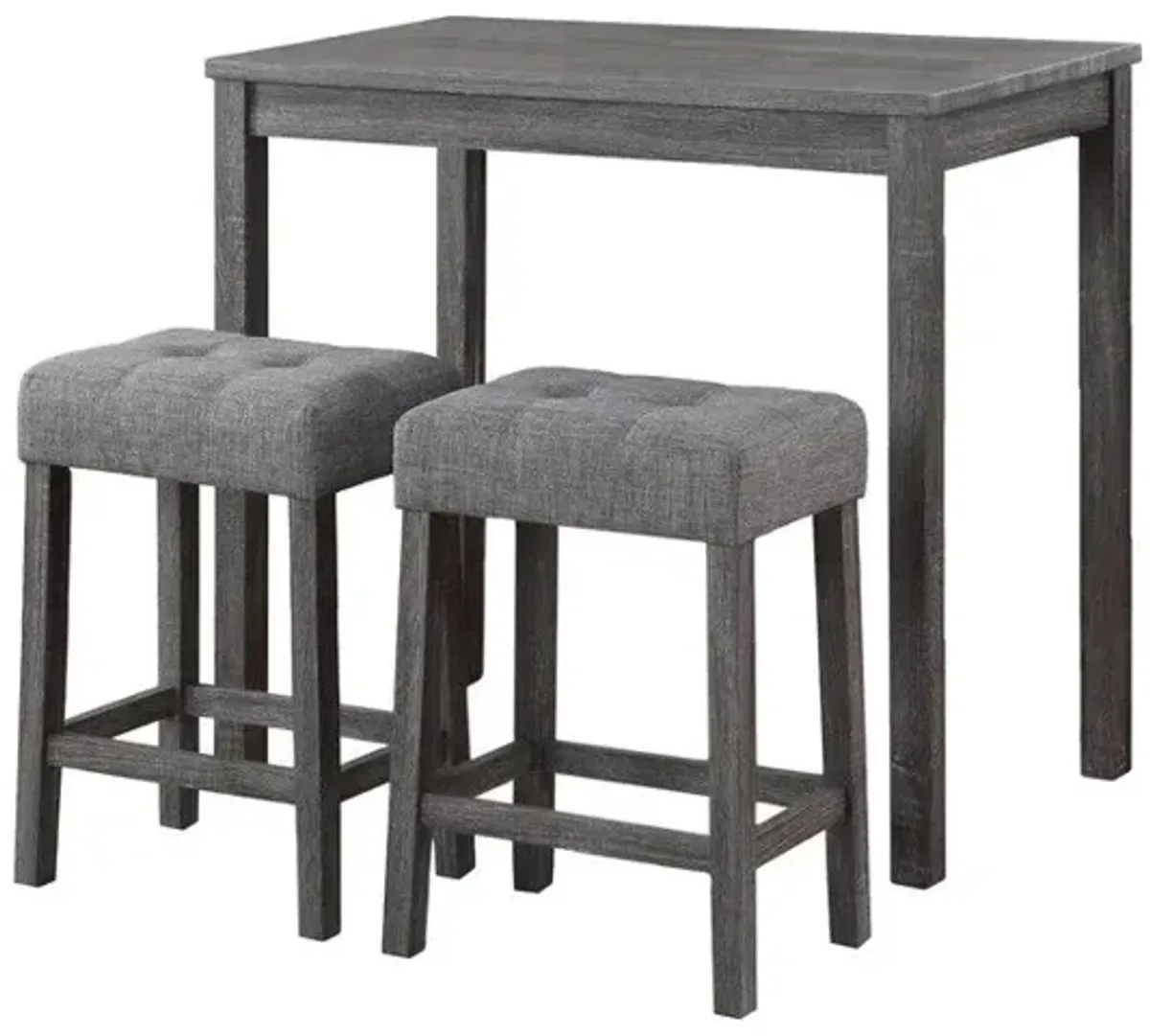 Lux - 3 Piece Counter Height Pub Table With Tufted Linen Stools (Set of 3)