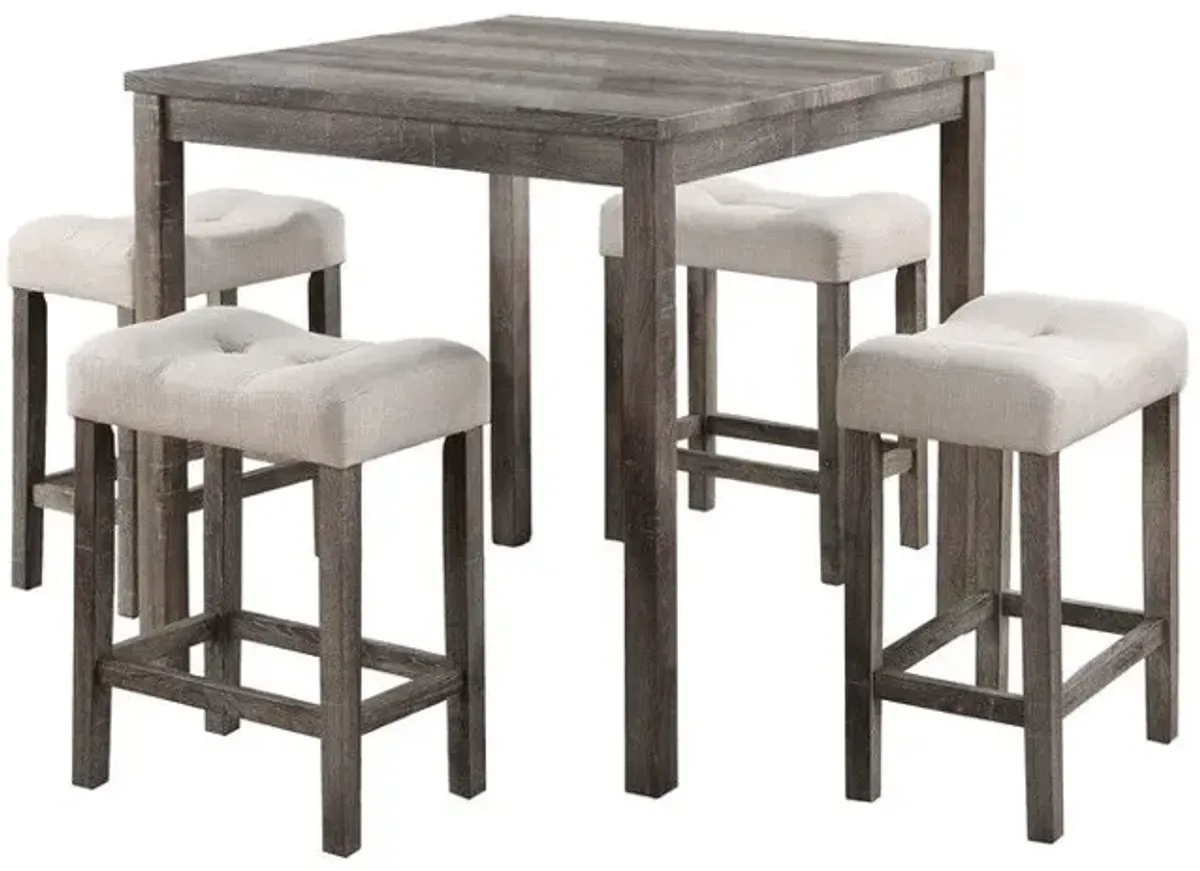 Lucian - Counter Height Pub Table With Tufted Linen Stools