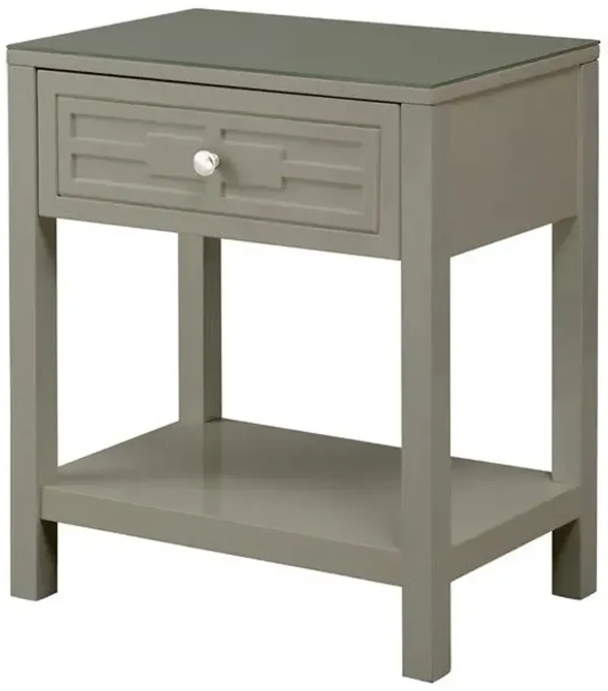 Dylan - Wooden End Side Table Nightstand With Glass Top And Drawer