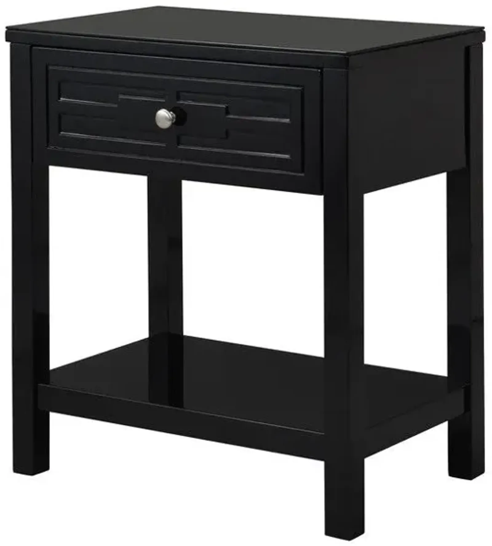 Dylan - Wooden End Side Table Nightstand With Glass Top And Drawer