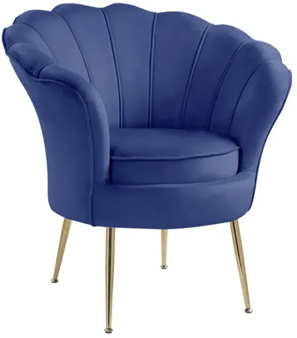 Angelina - Velvet Scalloped Back Barrel Accent Chair With Metal Legs