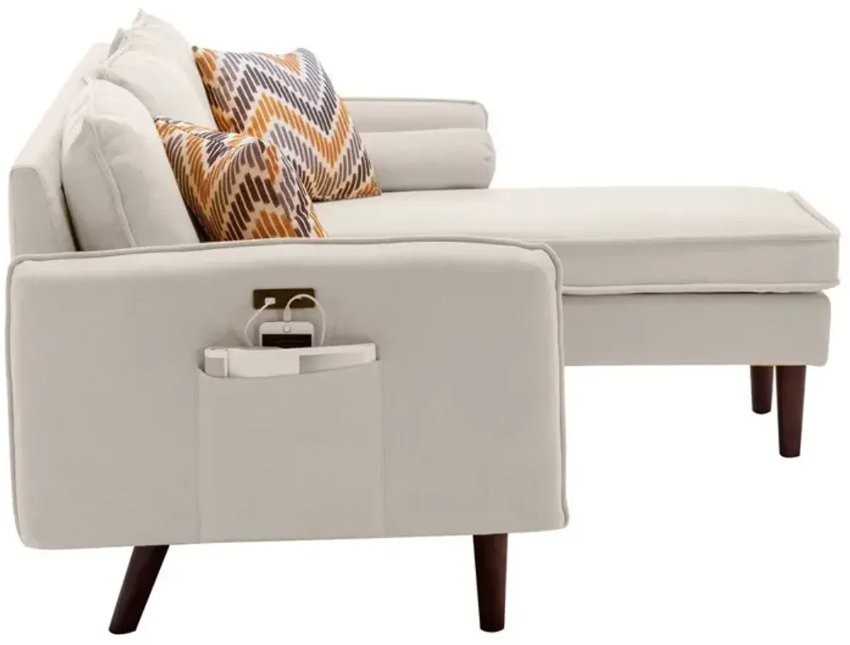 Mia - Sectional Sofa Chaise With USB Charger And Pillows