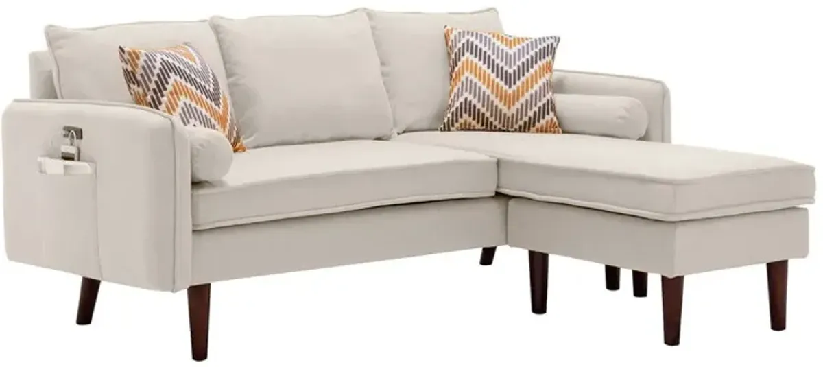 Mia - Sectional Sofa Chaise With USB Charger And Pillows