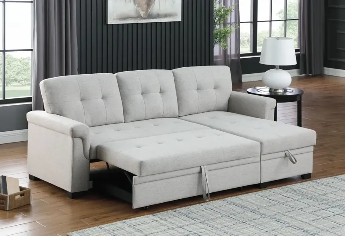 Lucca - Linen Reversible Sleeper Sectional Sofa With Storage Chaise